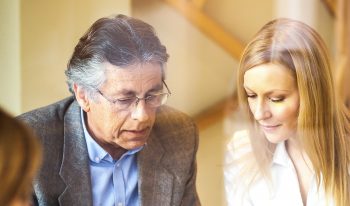 Detailed discussion between business professionals