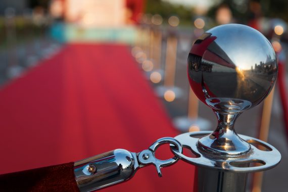 Red carpeted event with area corded off